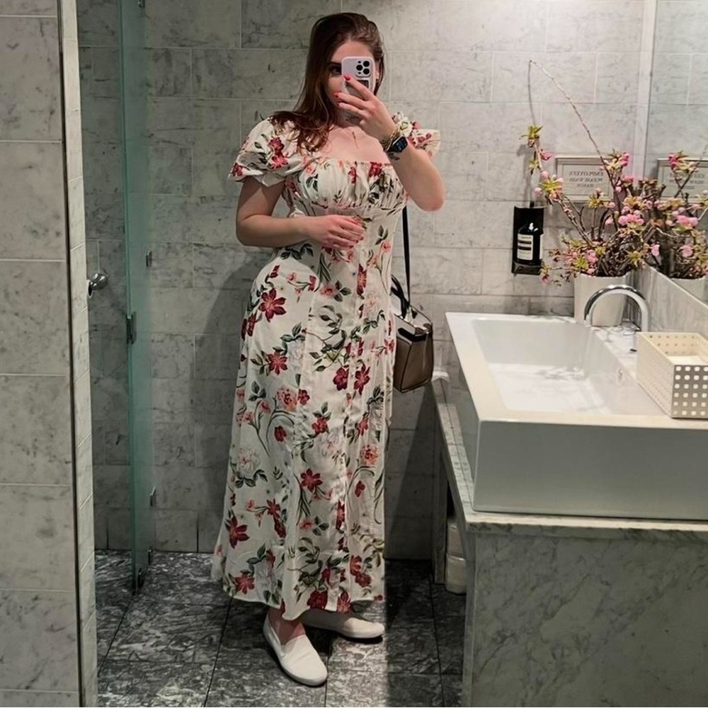 Runaway the Label yokana midi dress in white floral